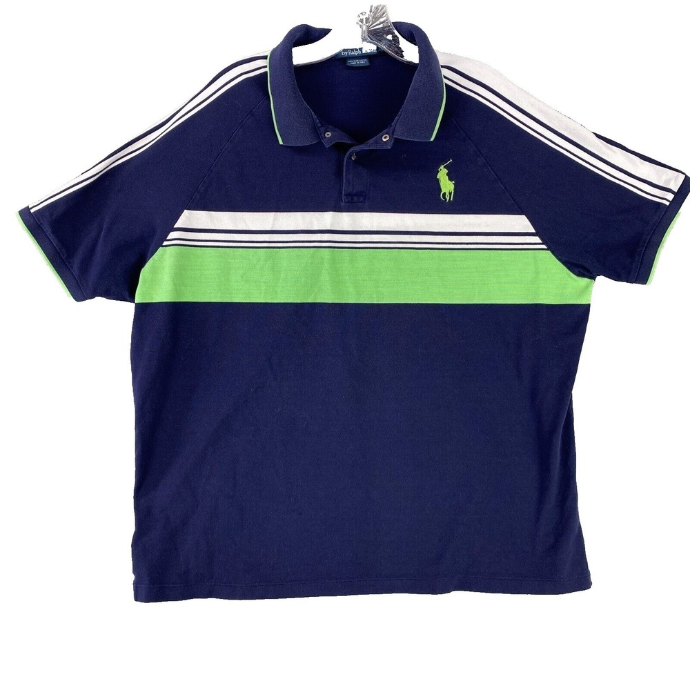 Polo by Ralph Lauren Navy & Lime Green Stripe Polo Shirt